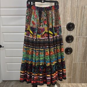 TravelSmith Colorful Boho Cotton Layered Maxi Skirt Size Medium